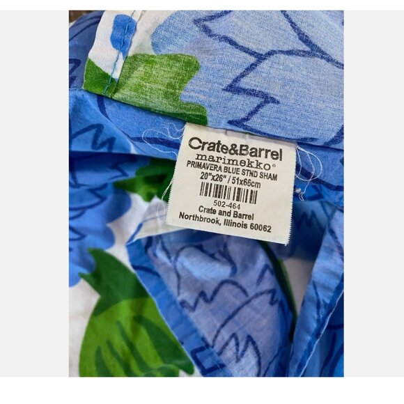 Crate & Barrel Marimekko Primavera Blue Cotton STANDARD Pillow Sham Set 2pc - Picture 7 of 7